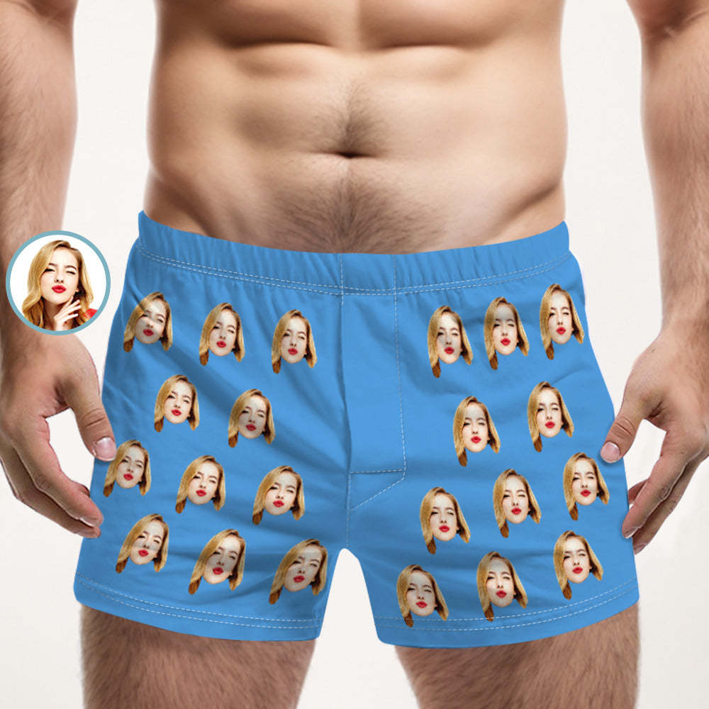 Custom Girlfriend Face Multicolor Boxer Shorts Personalized Photo Underwear Gift for Him - MyFaceSocksAu