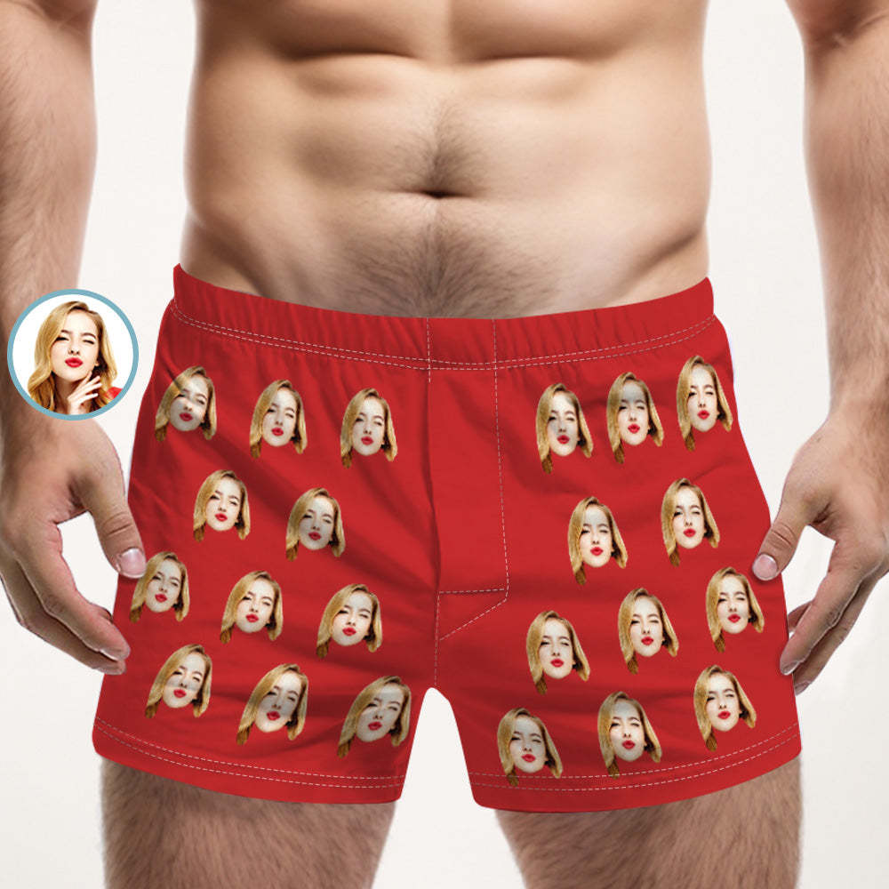 Custom Girlfriend Face Multicolor Boxer Shorts Personalized Photo Underwear Gift for Him - MyFaceSocksAu