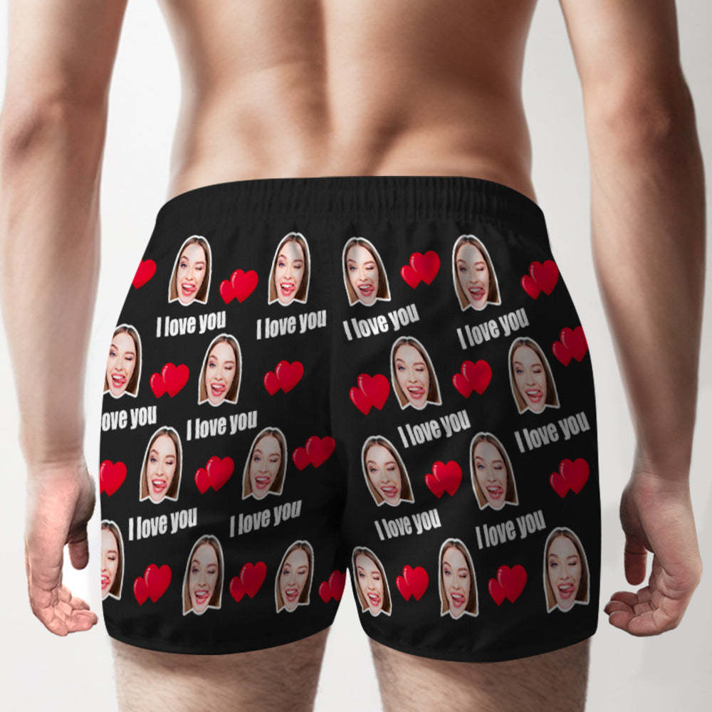 Custom Face Multicolor I Love You Boxer Shorts Personalized Photo Underwear Gift for Him - MyFaceSocksAu