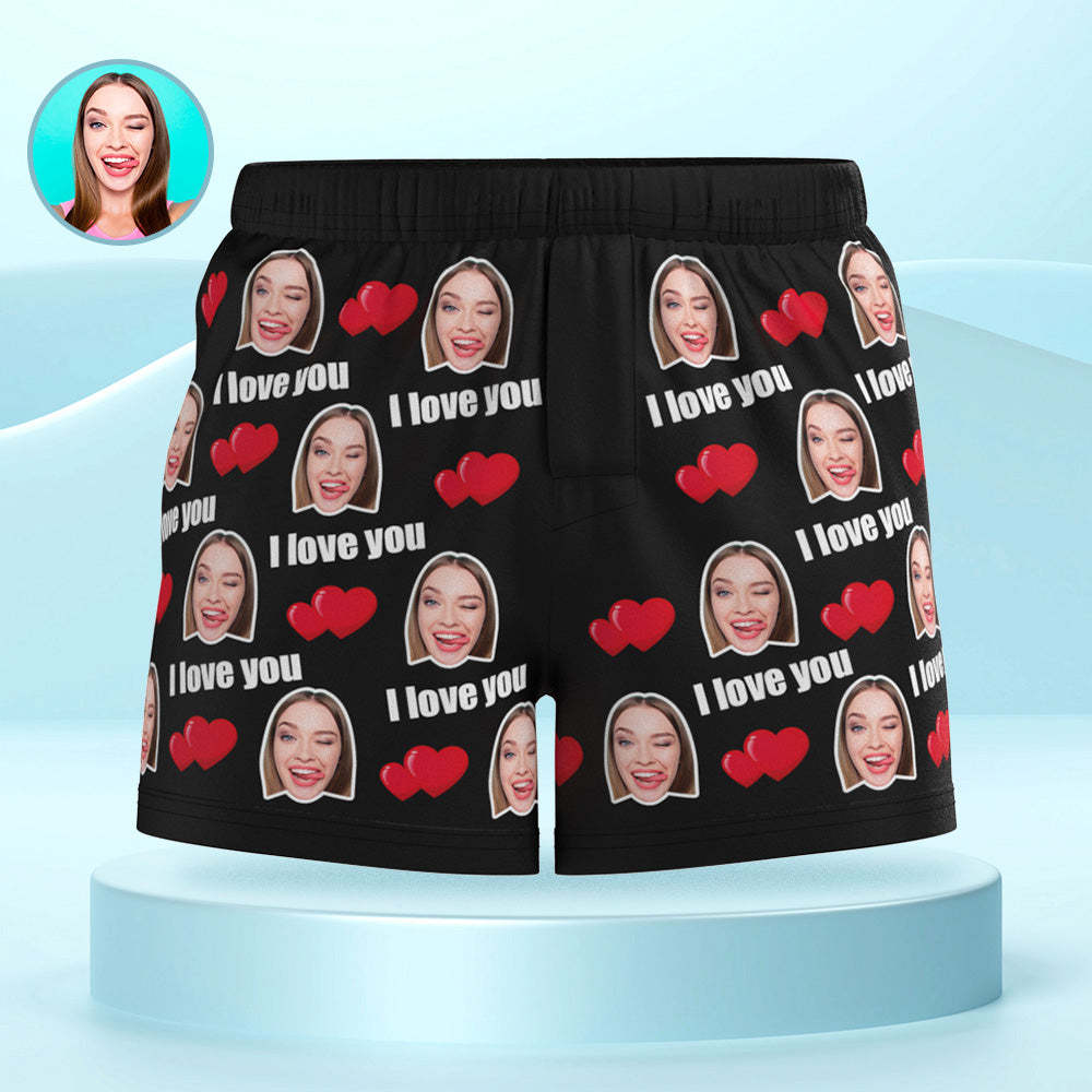 Custom Face Multicolor I Love You Boxer Shorts Personalized Photo Underwear Gift for Him - MyFaceSocksAu