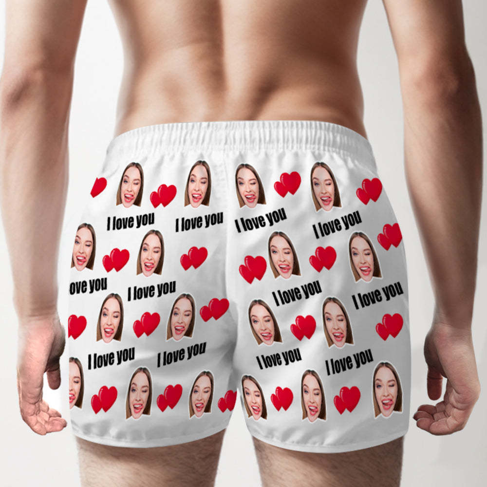 Custom Face Multicolor I Love You Boxer Shorts Personalized Photo Underwear Gift for Him - MyFaceSocksAu