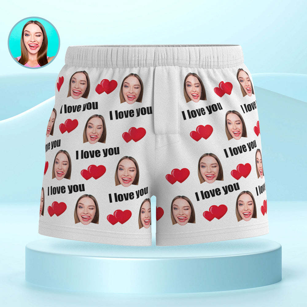 Custom Face Multicolor I Love You Boxer Shorts Personalized Photo Underwear Gift for Him - MyFaceSocksAu
