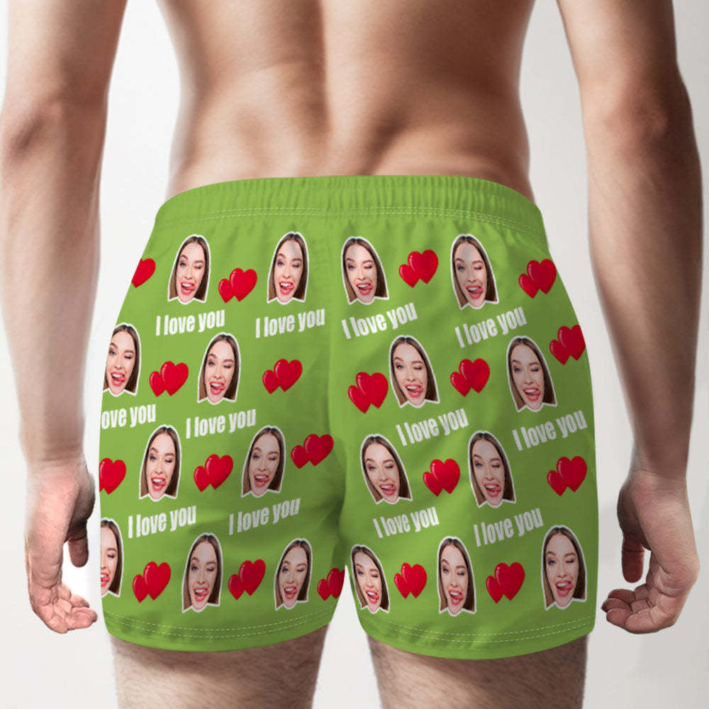 Custom Face Multicolor I Love You Boxer Shorts Personalized Photo Underwear Gift for Him - MyFaceSocksAu