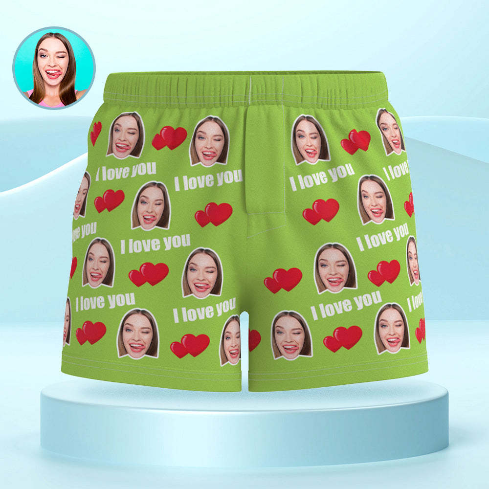 Custom Face Multicolor I Love You Boxer Shorts Personalized Photo Underwear Gift for Him - MyFaceSocksAu