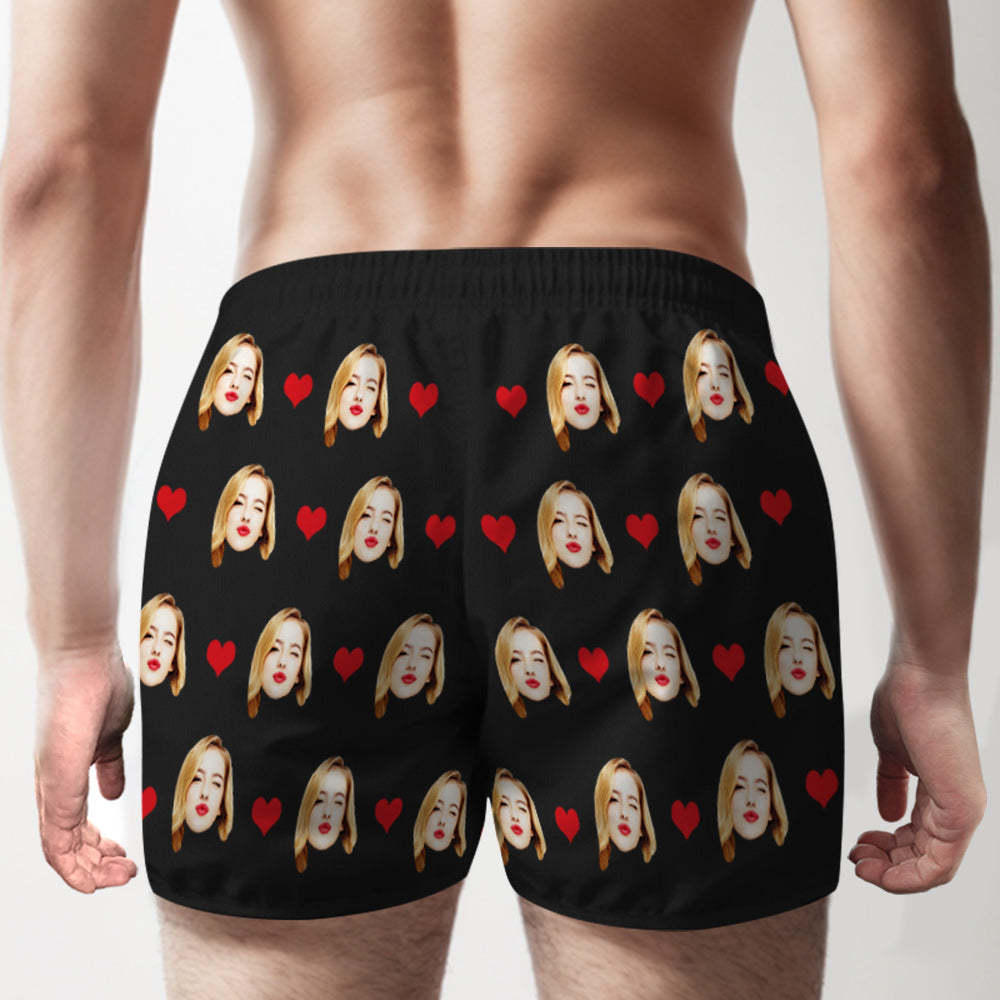 Custom Face Multicolor Boxer Shorts Love Hearts Personalized Photo Underwear Gift for Him - MyFaceSocksAu