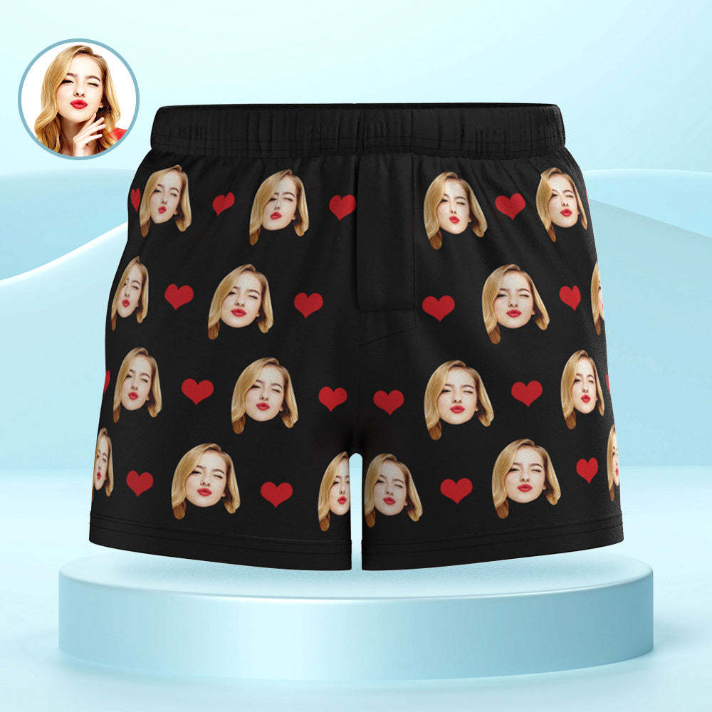 Custom Face Multicolor Boxer Shorts Love Hearts Personalized Photo Underwear Gift for Him - MyFaceSocksAu