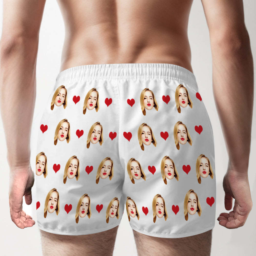 Custom Face Multicolor Boxer Shorts Love Hearts Personalized Photo Underwear Gift for Him - MyFaceSocksAu