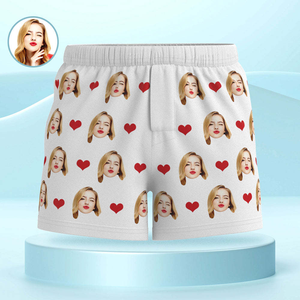 Custom Face Multicolor Boxer Shorts Love Hearts Personalized Photo Underwear Gift for Him - MyFaceSocksAu