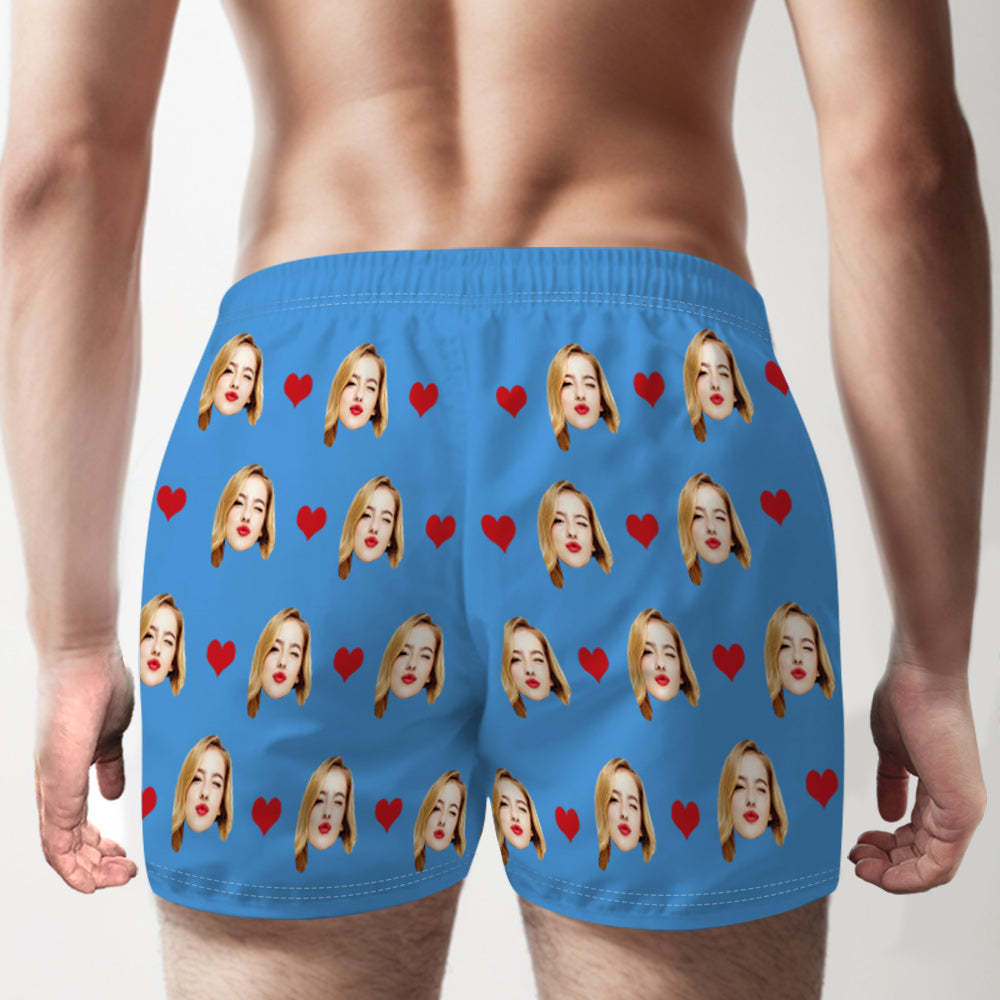 Custom Face Multicolor Boxer Shorts Love Hearts Personalized Photo Underwear Gift for Him - MyFaceSocksAu