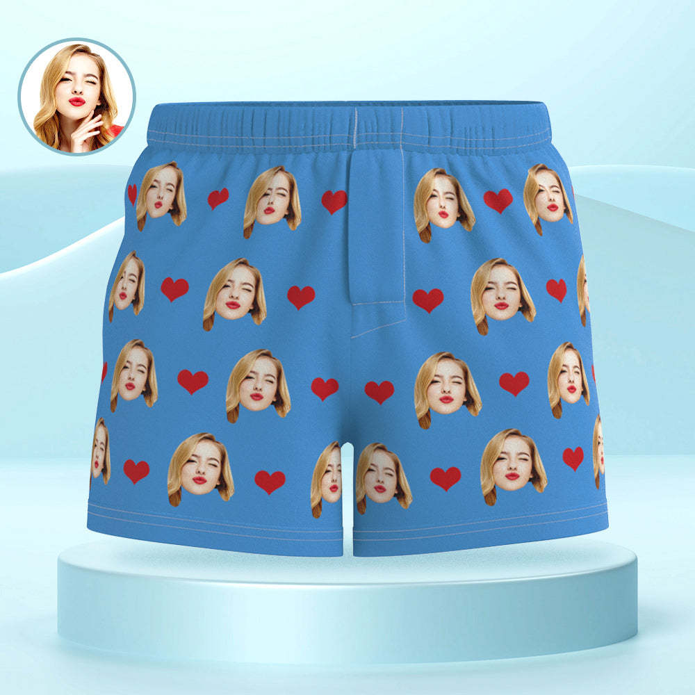 Custom Face Multicolor Boxer Shorts Love Hearts Personalized Photo Underwear Gift for Him - MyFaceSocksAu