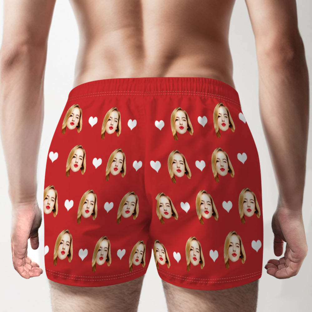Custom Face Multicolor Boxer Shorts Love Hearts Personalized Photo Underwear Gift for Him - MyFaceSocksAu