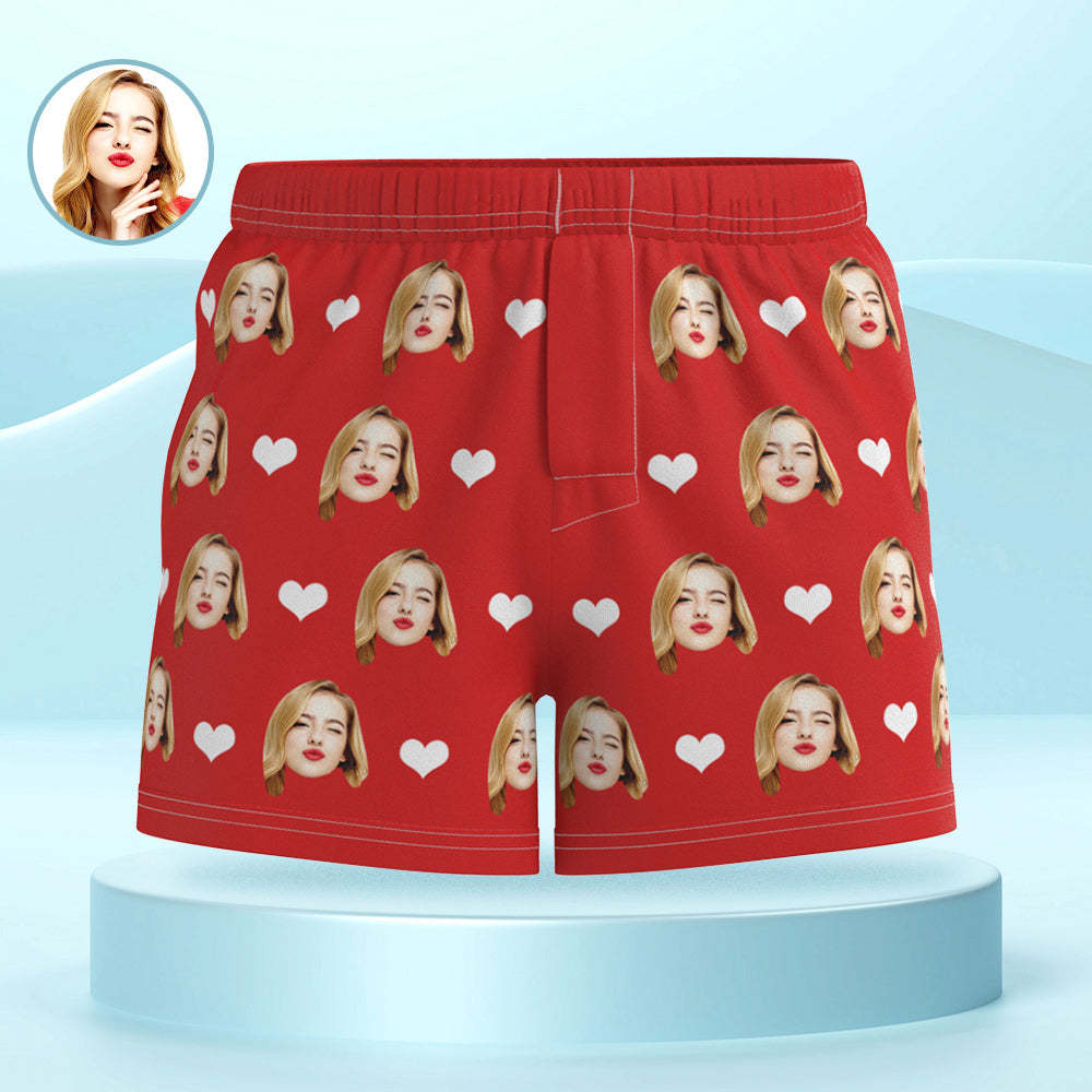 Custom Face Multicolor Boxer Shorts Love Hearts Personalized Photo Underwear Gift for Him - MyFaceSocksAu