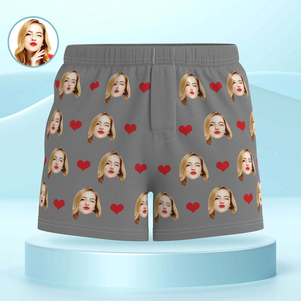 Custom Face Multicolor Boxer Shorts Love Hearts Personalized Photo Underwear Gift for Him - MyFaceSocksAu