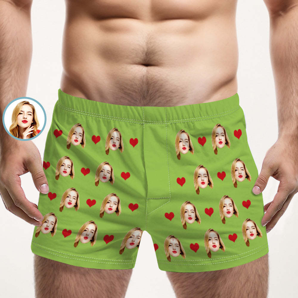 Custom Face Multicolor Boxer Shorts Love Hearts Personalized Photo Underwear Gift for Him - MyFaceSocksAu