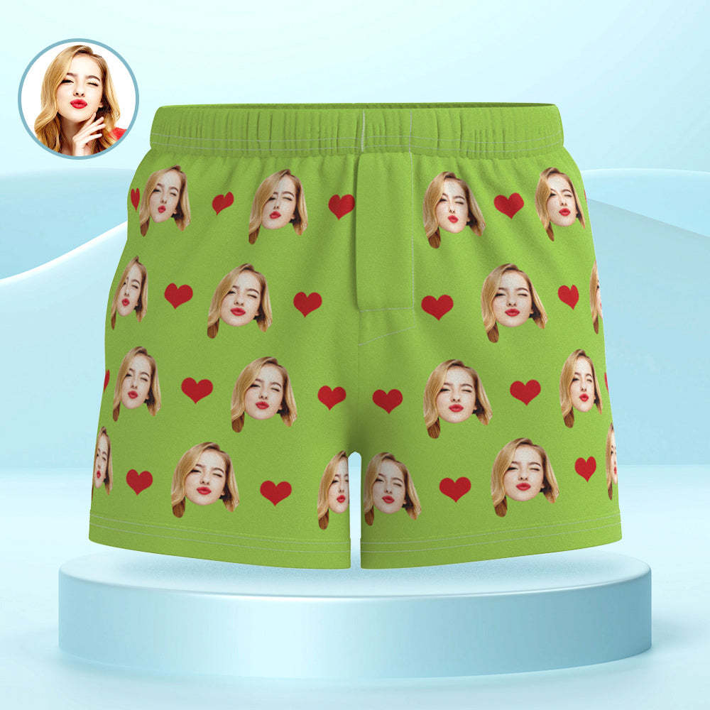 Custom Face Multicolor Boxer Shorts Love Hearts Personalized Photo Underwear Gift for Him - MyFaceSocksAu