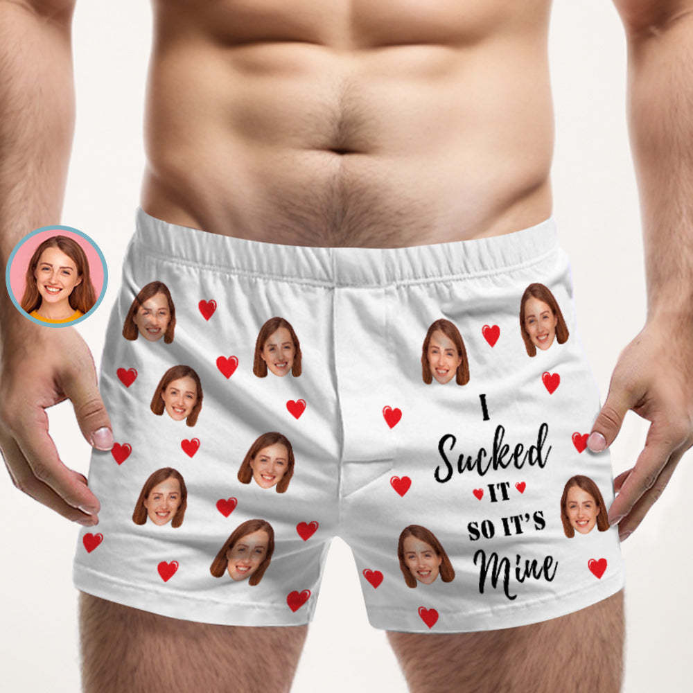 Custom Face Multicolor Boxer Shorts I SUCKED IT SO IT'S MINE Personalized Photo Underwear Gift for Him - MyFaceSocksAu
