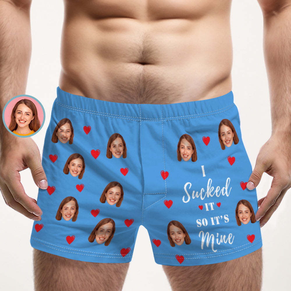 Custom Face Multicolor Boxer Shorts I SUCKED IT SO IT'S MINE Personalized Photo Underwear Gift for Him - MyFaceSocksAu