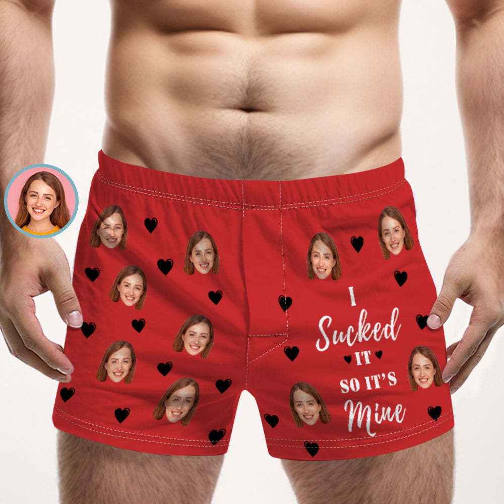 Custom Face Multicolor Boxer Shorts I SUCKED IT SO IT'S MINE Personalized Photo Underwear Gift for Him - MyFaceSocksAu