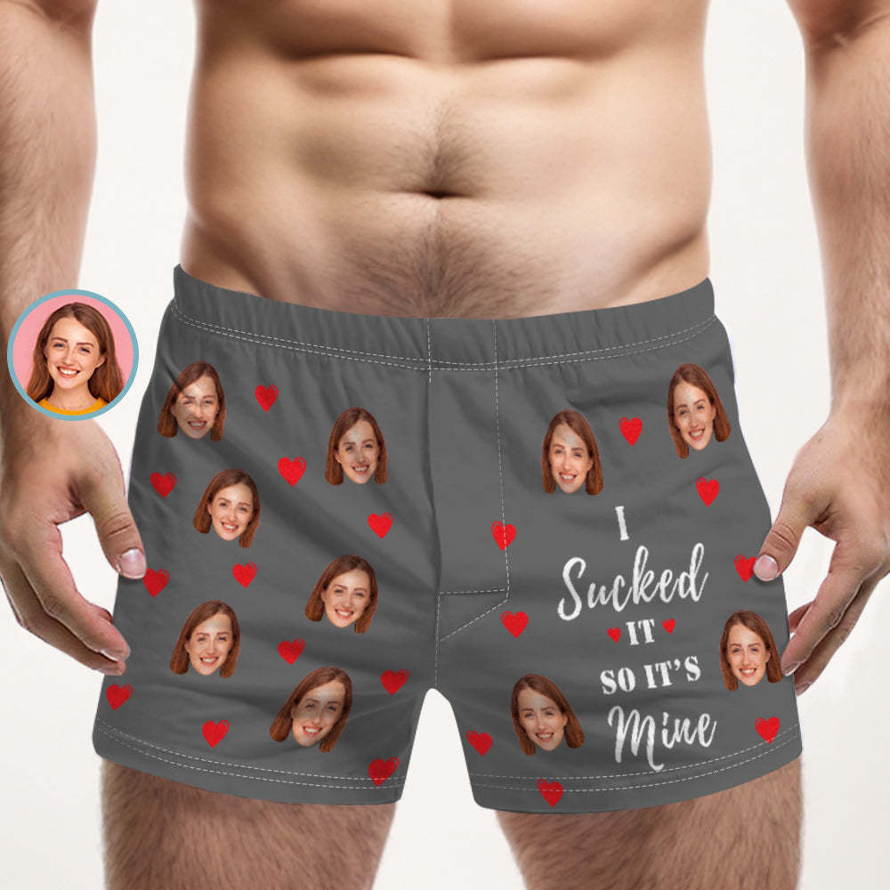 Custom Face Multicolor Boxer Shorts I SUCKED IT SO IT'S MINE Personalized Photo Underwear Gift for Him - MyFaceSocksAu