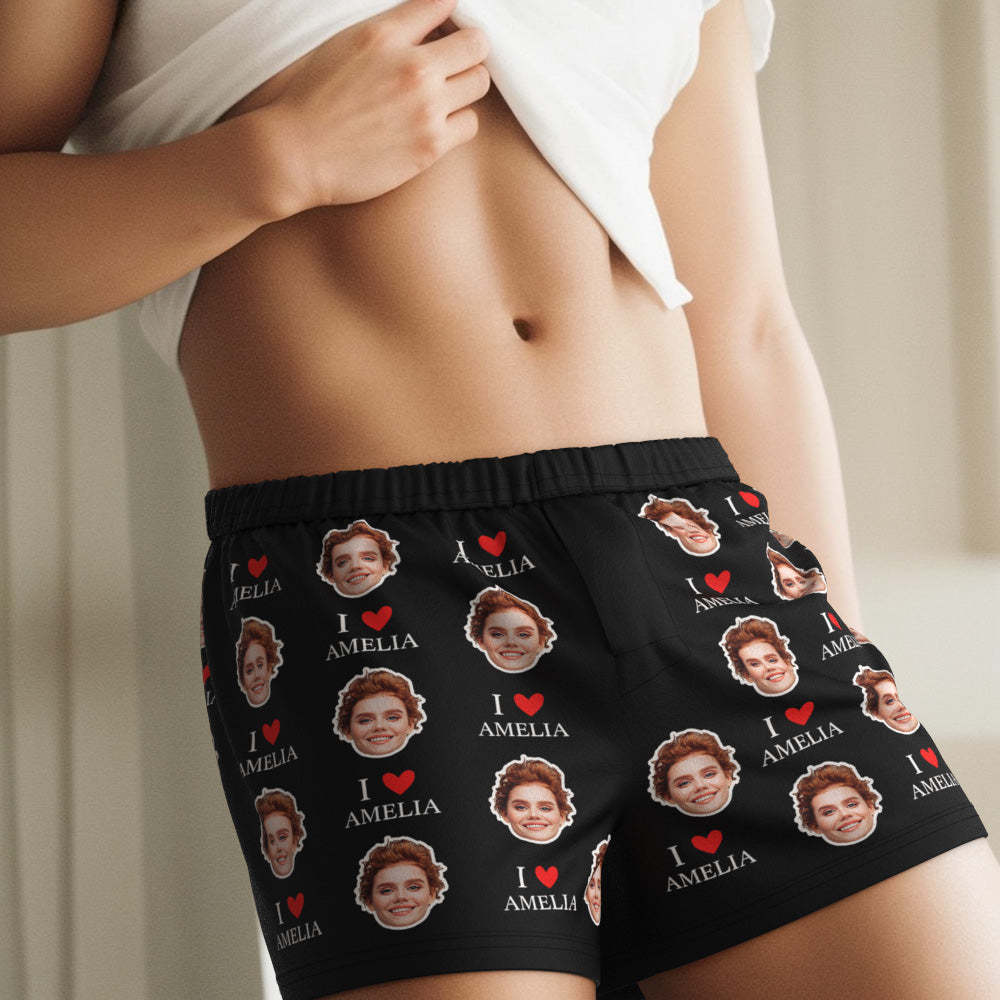 Custom Face Multicolor Boxer Shorts I Love You Personalized Photo Underwear Gift for Him - MyFaceSocksAu