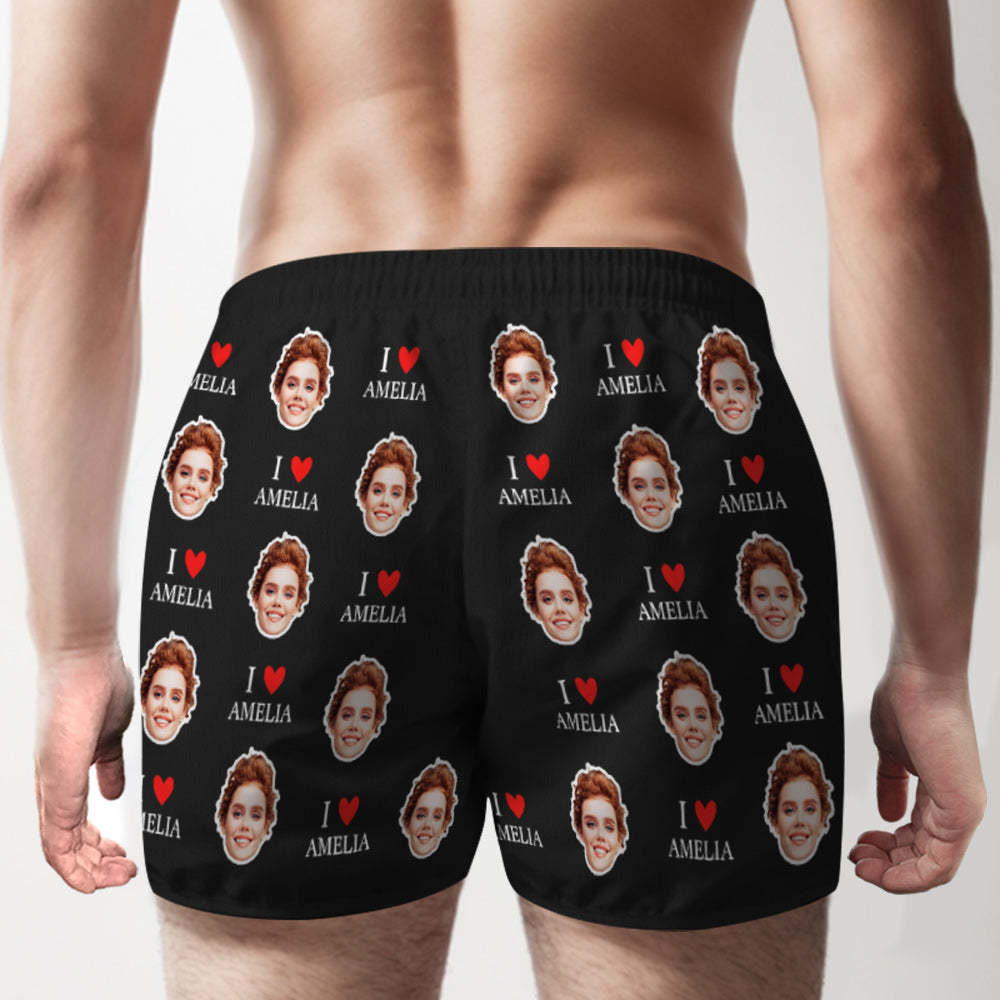 Custom Face Multicolor Boxer Shorts I Love You Personalized Photo Underwear Gift for Him - MyFaceSocksAu