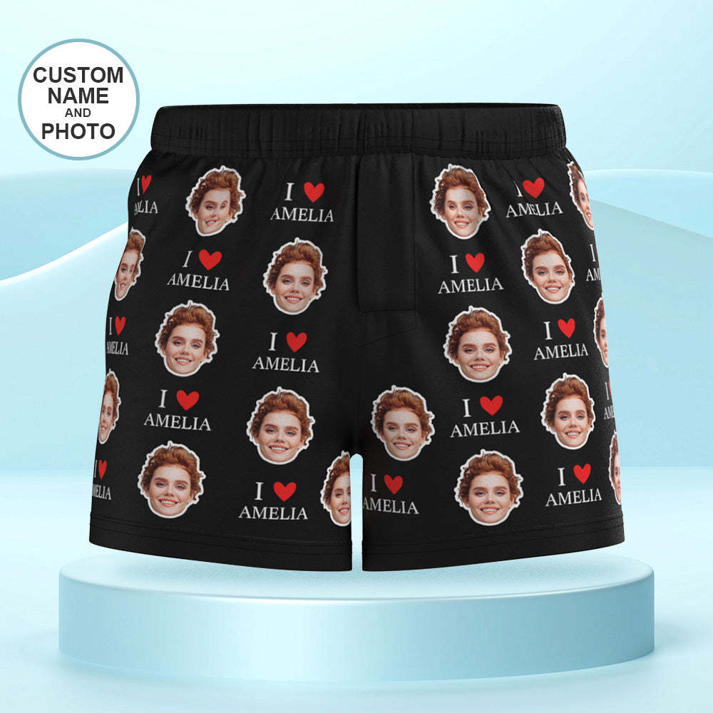 Custom Face Multicolor Boxer Shorts I Love You Personalized Photo Underwear Gift for Him - MyFaceSocksAu