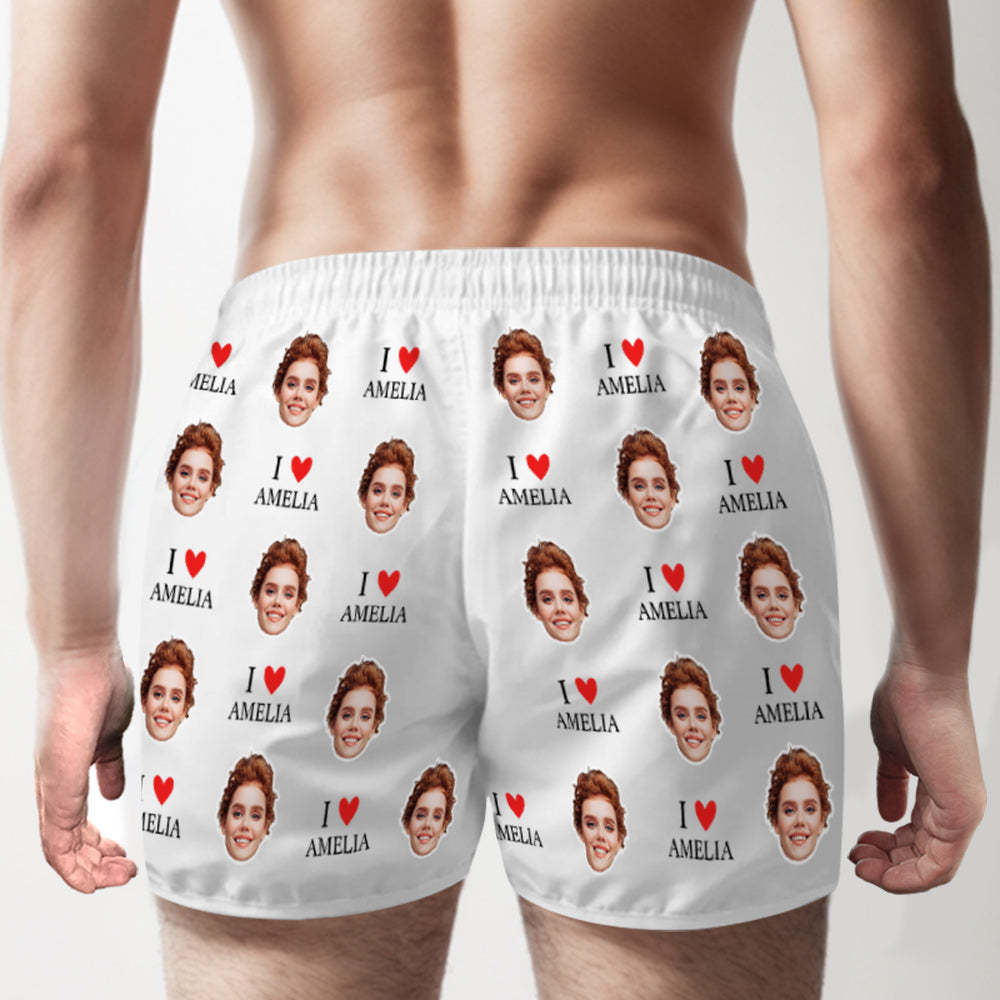 Custom Face Multicolor Boxer Shorts I Love You Personalized Photo Underwear Gift for Him - MyFaceSocksAu