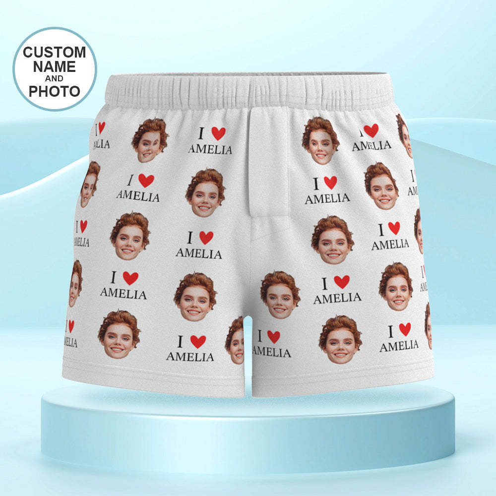 Custom Face Multicolor Boxer Shorts I Love You Personalized Photo Underwear Gift for Him - MyFaceSocksAu