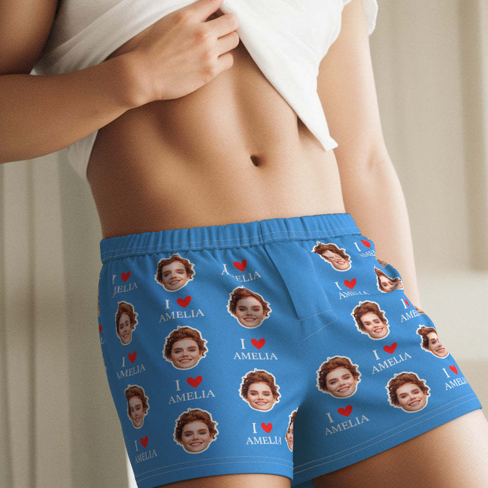 Custom Face Multicolor Boxer Shorts I Love You Personalized Photo Underwear Gift for Him - MyFaceSocksAu