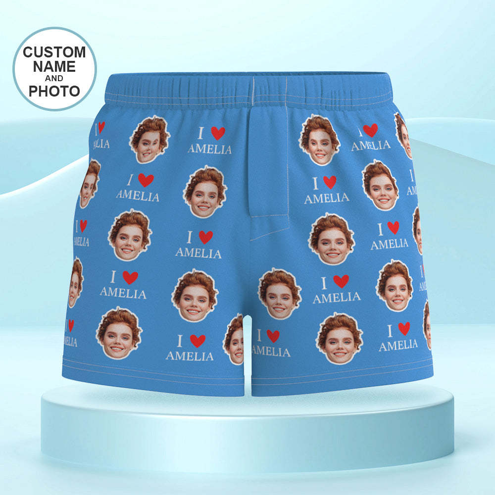 Custom Face Multicolor Boxer Shorts I Love You Personalized Photo Underwear Gift for Him - MyFaceSocksAu