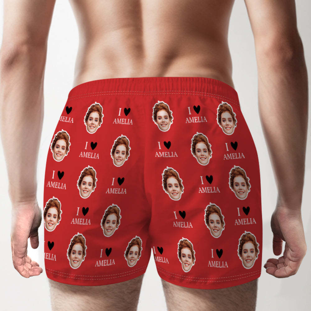Custom Face Multicolor Boxer Shorts I Love You Personalized Photo Underwear Gift for Him - MyFaceSocksAu