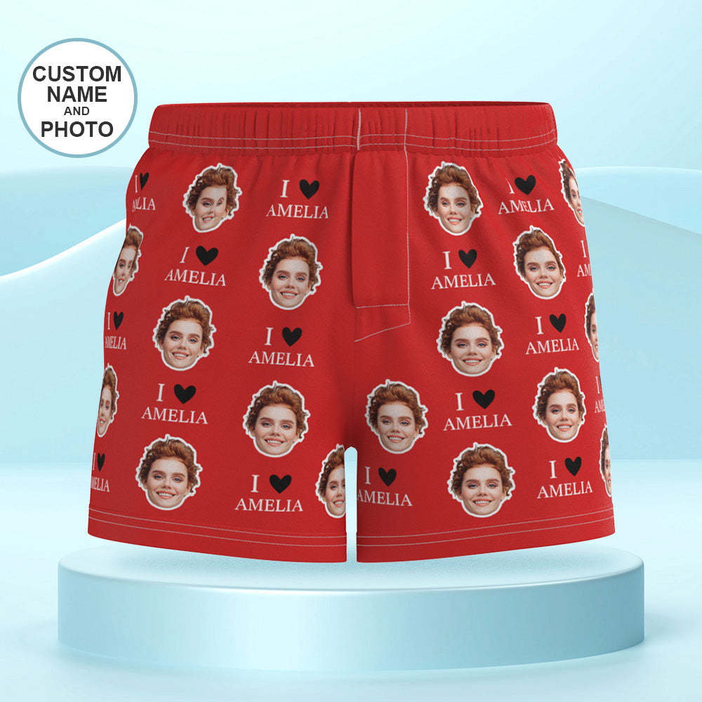 Custom Face Multicolor Boxer Shorts I Love You Personalized Photo Underwear Gift for Him - MyFaceSocksAu
