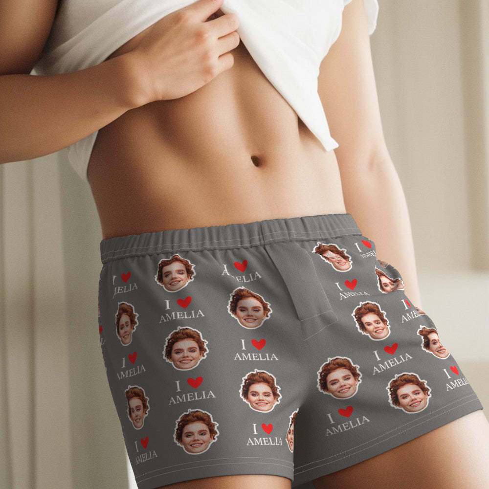Custom Face Multicolor Boxer Shorts I Love You Personalized Photo Underwear Gift for Him - MyFaceSocksAu