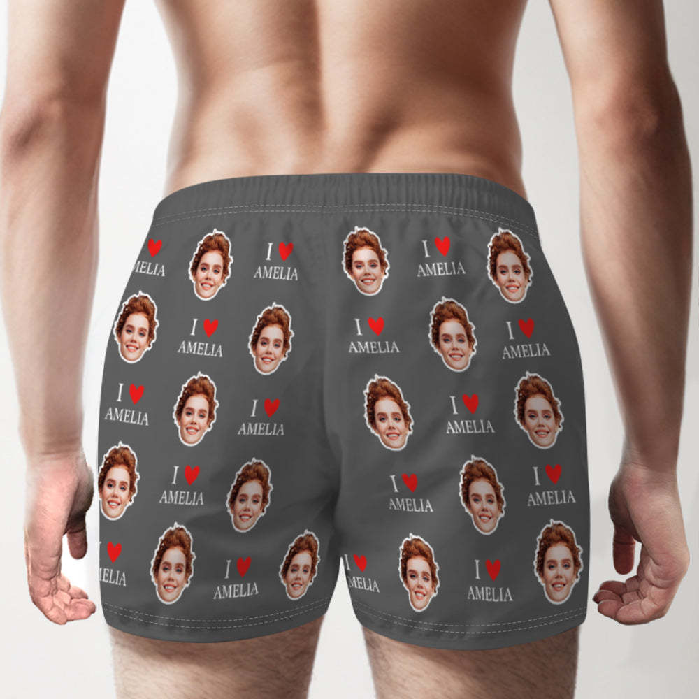 Custom Face Multicolor Boxer Shorts I Love You Personalized Photo Underwear Gift for Him - MyFaceSocksAu