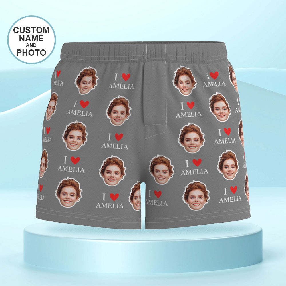 Custom Face Multicolor Boxer Shorts I Love You Personalized Photo Underwear Gift for Him - MyFaceSocksAu