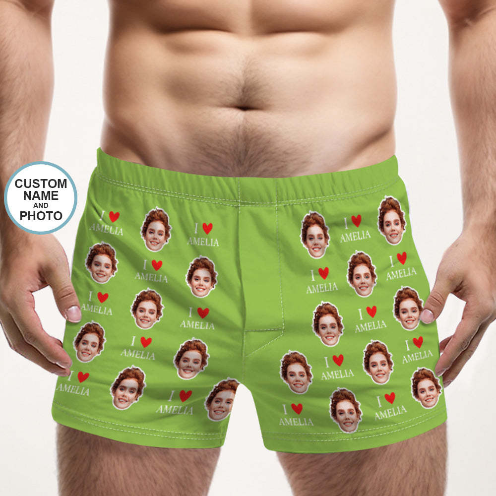 Custom Face Multicolor Boxer Shorts I Love You Personalized Photo Underwear Gift for Him - MyFaceSocksAu
