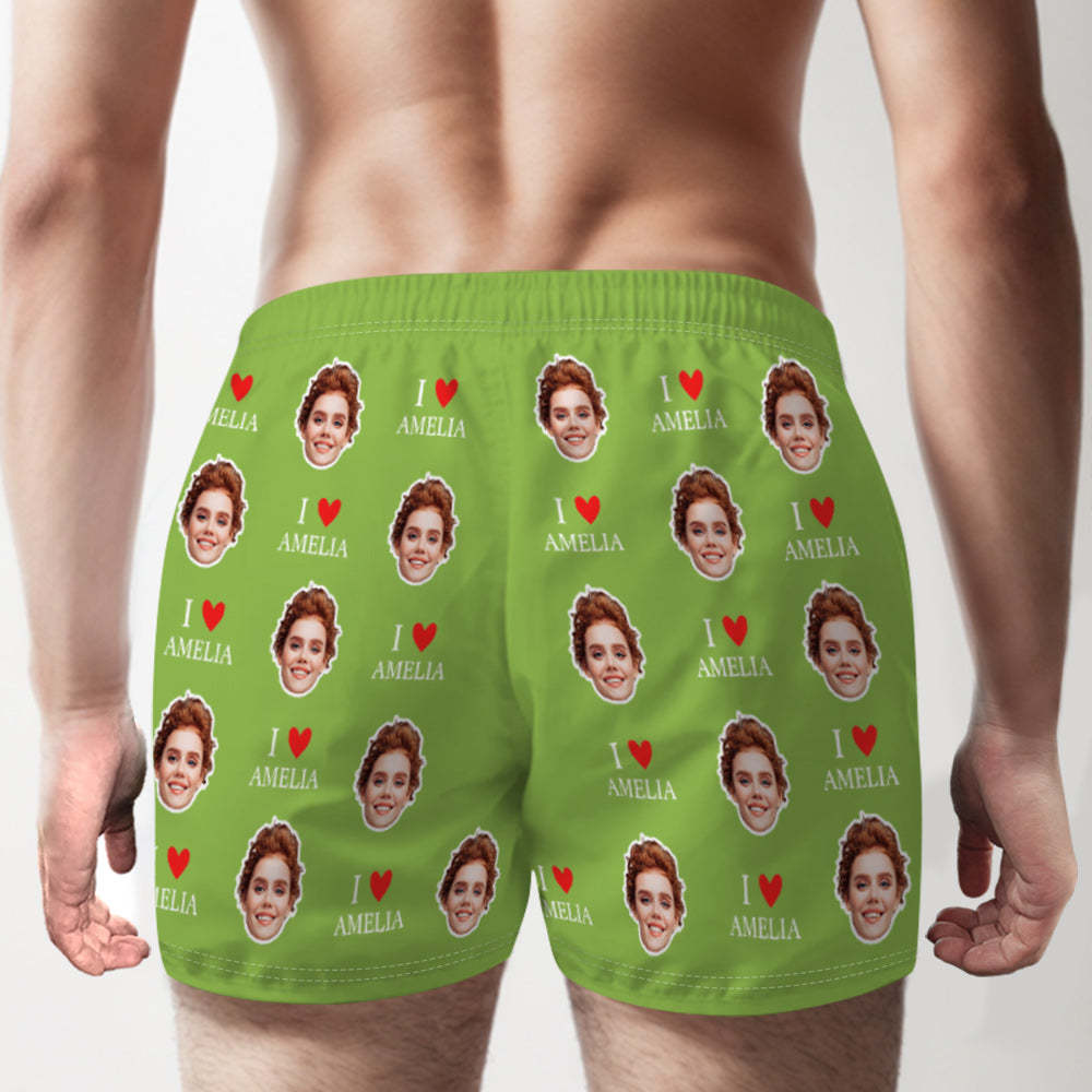 Custom Face Multicolor Boxer Shorts I Love You Personalized Photo Underwear Gift for Him - MyFaceSocksAu