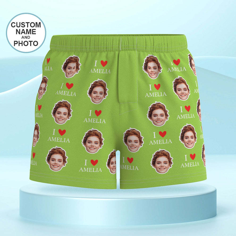 Custom Face Multicolor Boxer Shorts I Love You Personalized Photo Underwear Gift for Him - MyFaceSocksAu