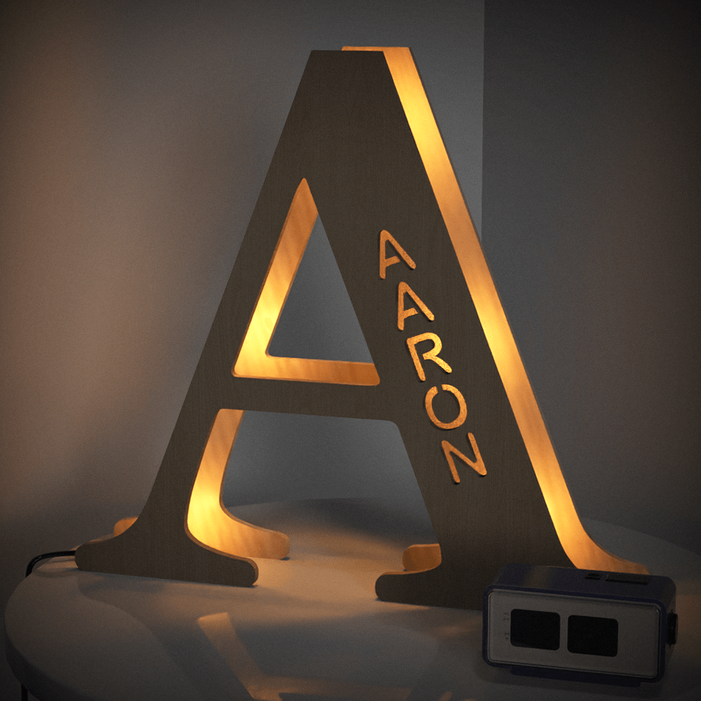 Custom Woodcut Alphabet Wall Light Night Light