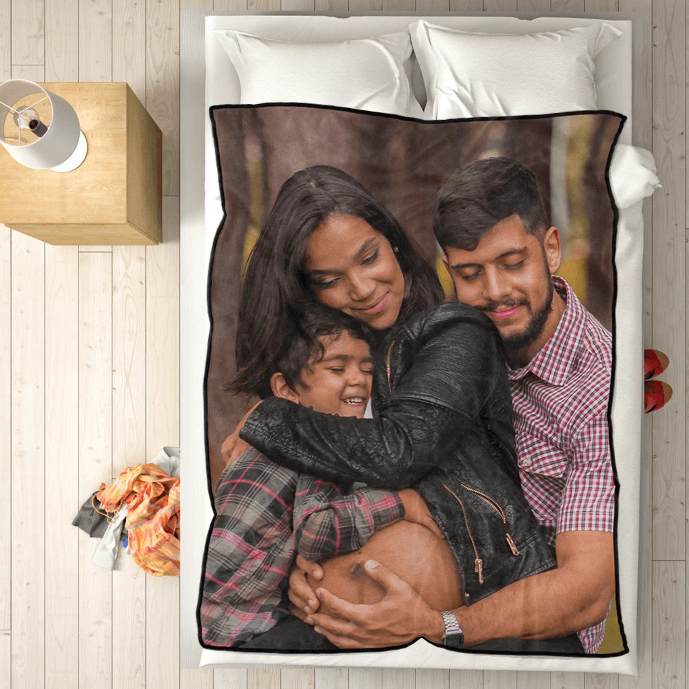 Personalized Family Photo Cover Whole Fleece Custom Blanket - MyFaceSocksAU