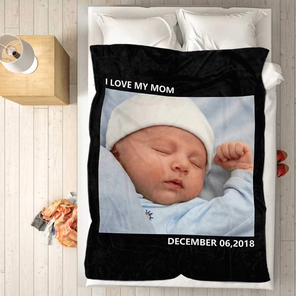 Kids Personalized with 1 Photo Fleece Custom Blanket - MyFaceSocksAU