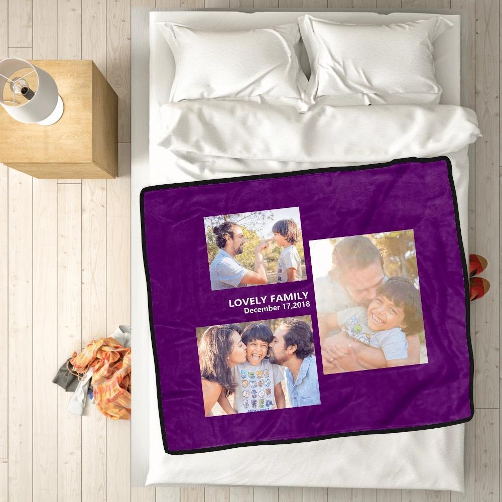 Personalized Love with 3 Photos Custom Fleece Custom Blanket - MyFaceSocksAU