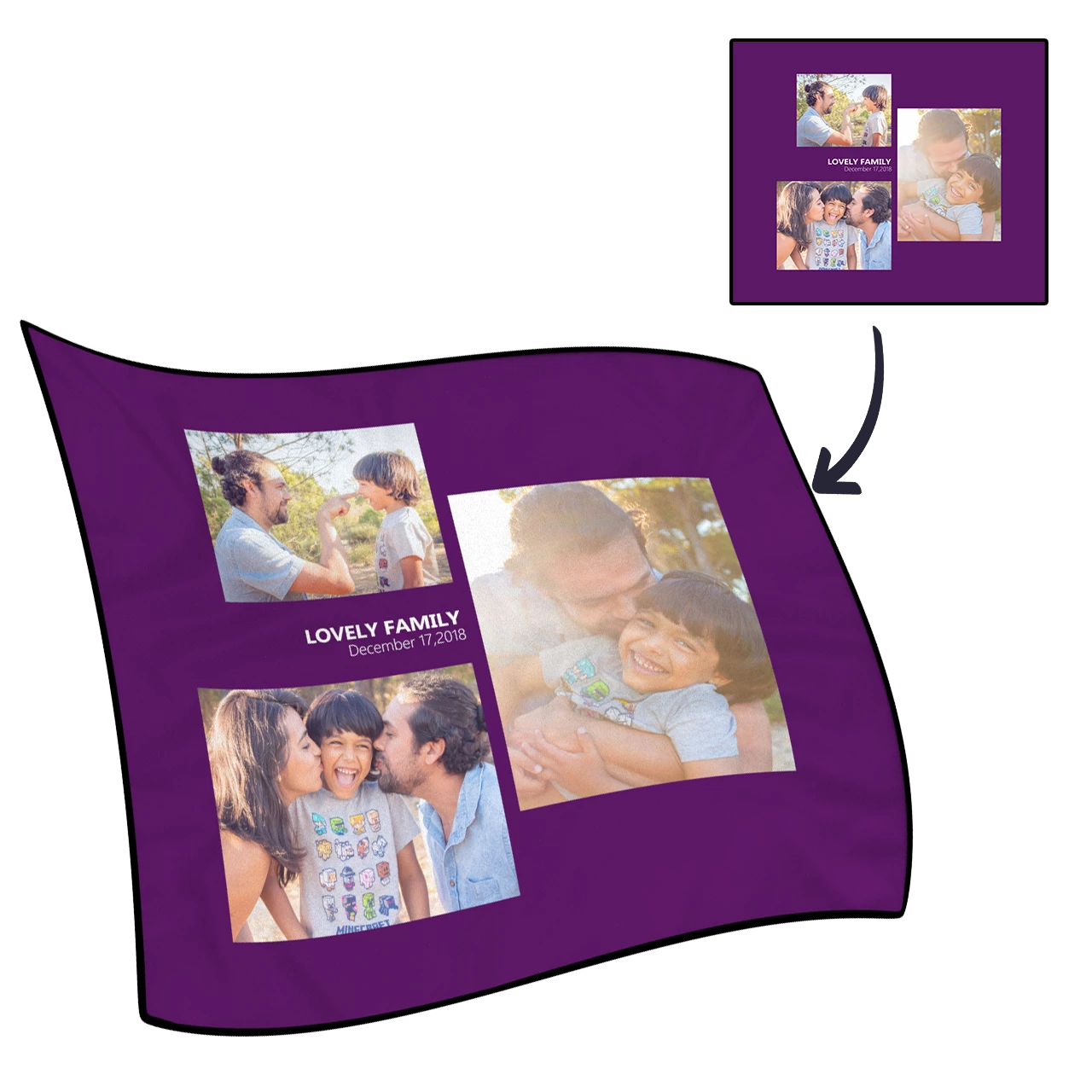 Personalized Love with 3 Photos Custom Fleece Custom Blanket - MyFaceSocksAU