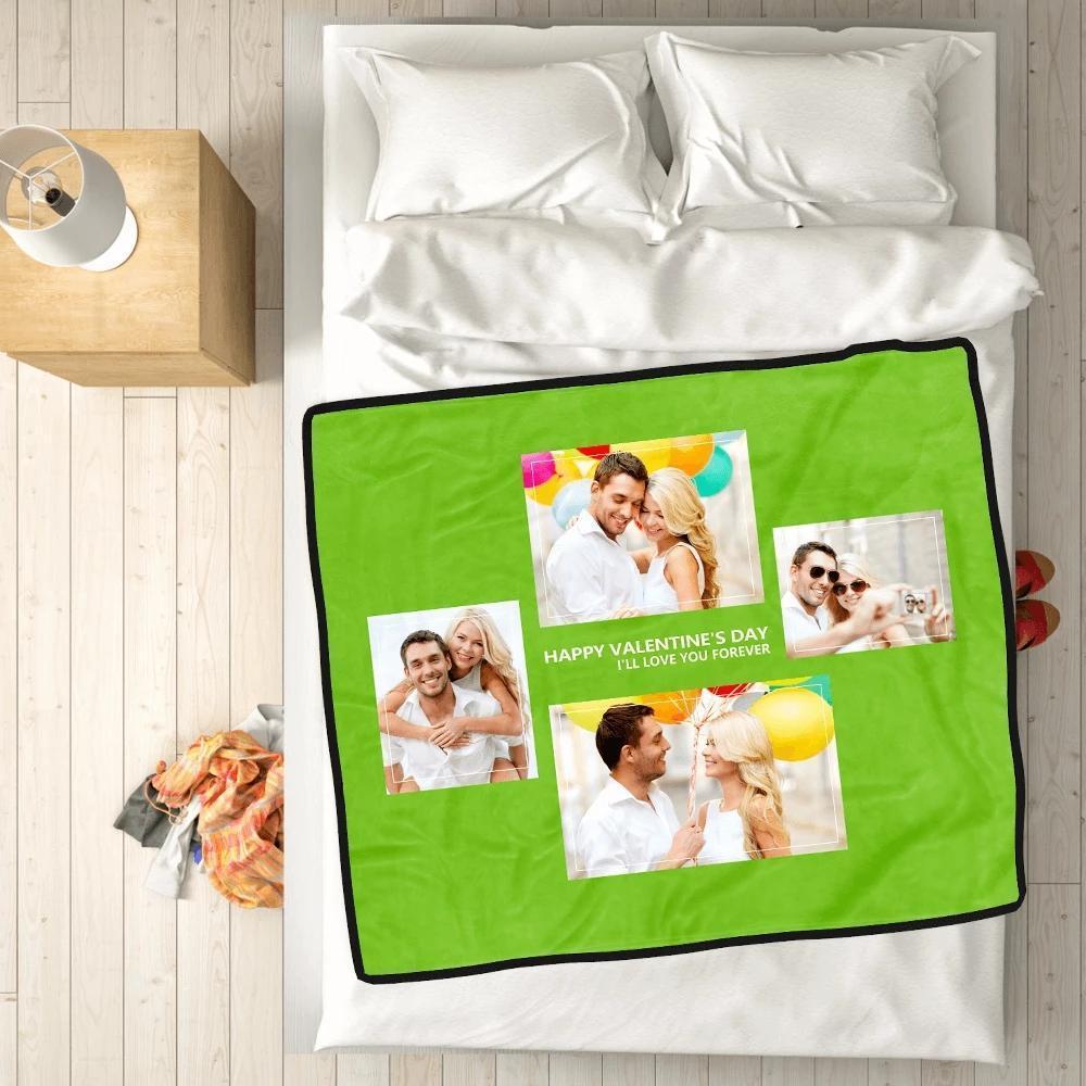 Personalized Perfect Love with 4 Photos Fleece Custom Blanket - MyFaceSocksAU