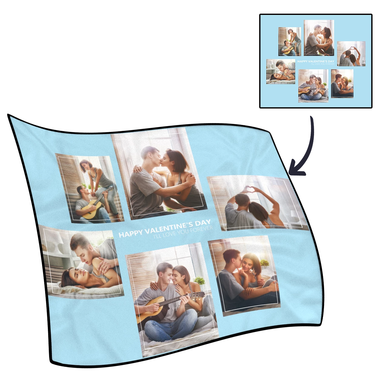 Personalized Perfect Love with 6 Photos Fleece Custom Blanket - MyFaceSocksAU