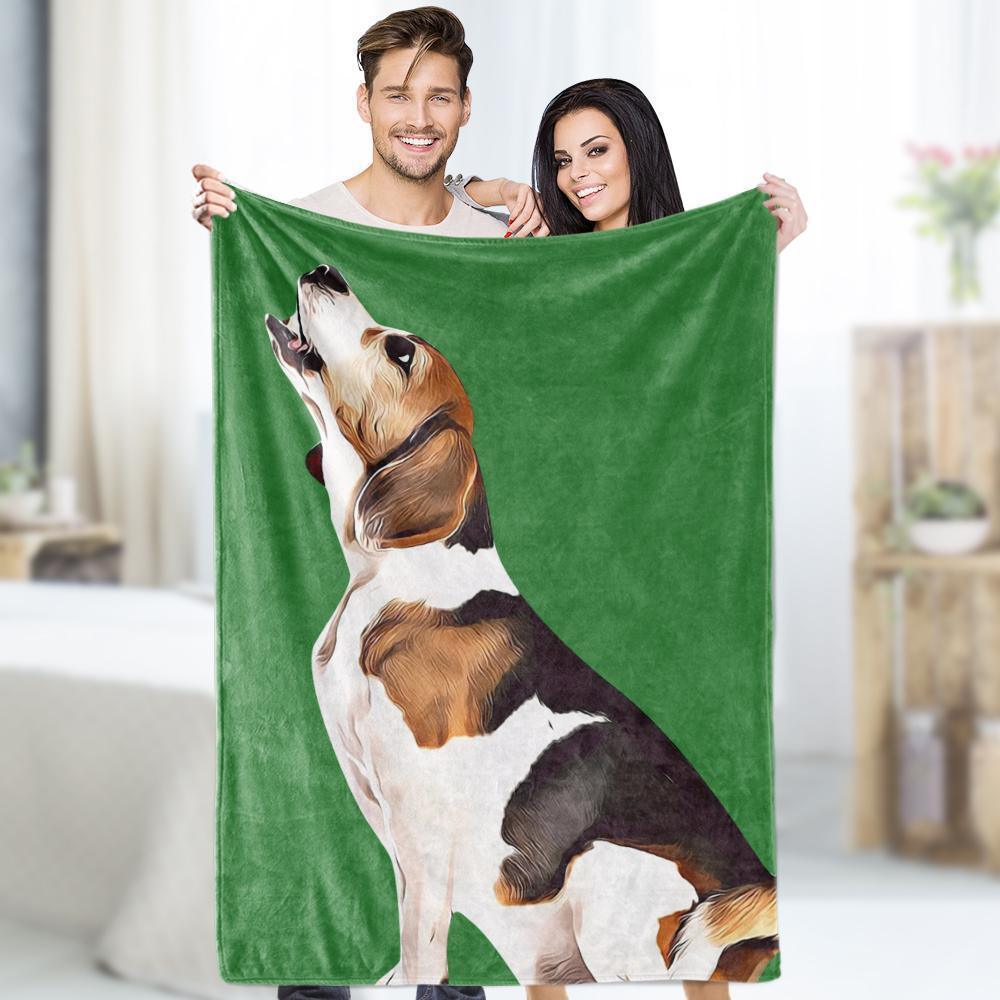 Custom Photo Dog Blankets Personalized Pet Fleece Blanket Painted Art Portrait