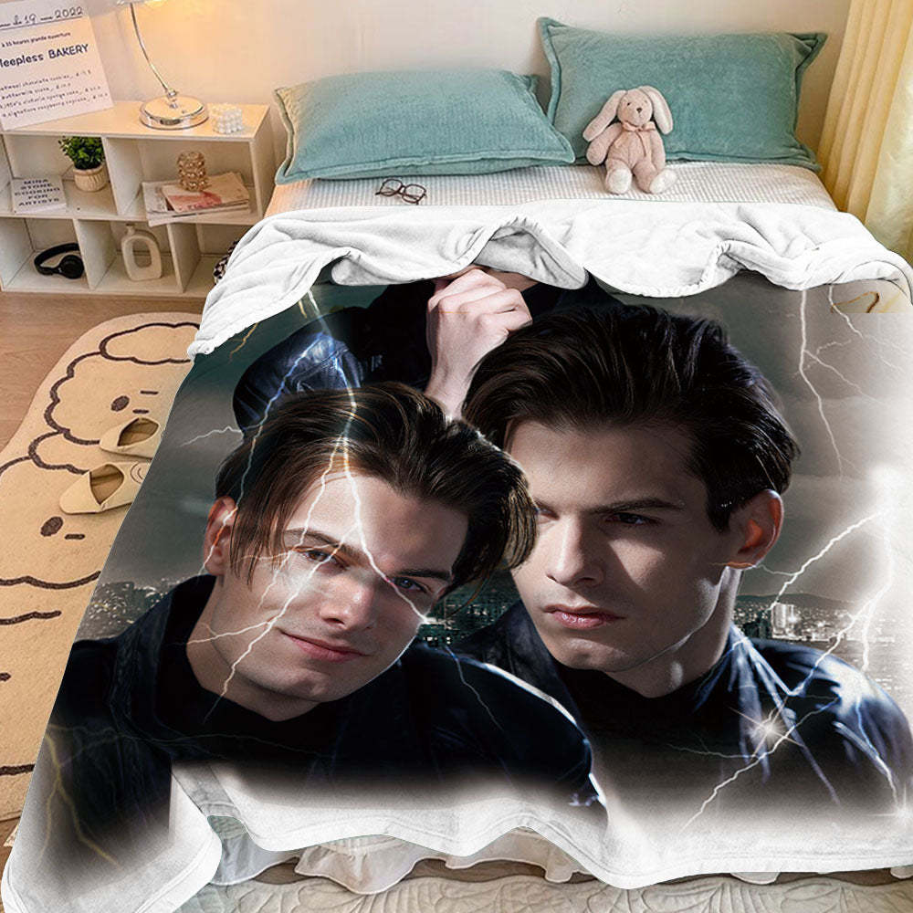 Custom Photo Vintage Tee Personalized Name Blankets Gifts for Lovers - MyFaceSocksAu