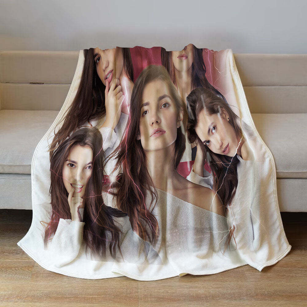Custom Photo Vintage Tee Personalized Name Blankets Gifts for Lovers - MyFaceSocksAu