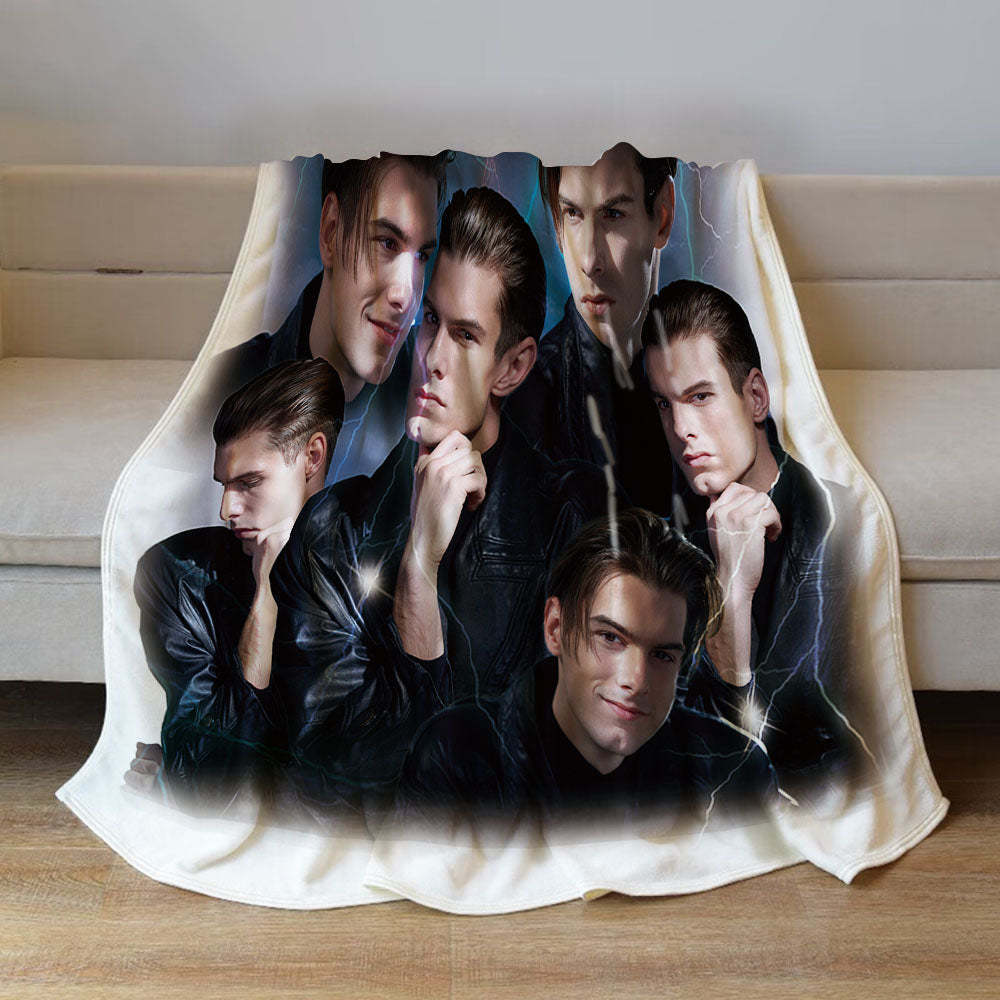 Custom Photo Vintage Tee Personalized Name Blankets Gifts for Lovers - MyFaceSocksAu