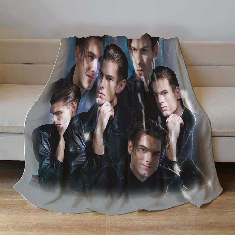 Custom Photo Vintage Tee Personalized Name Blankets Gifts for Lovers - MyFaceSocksAu